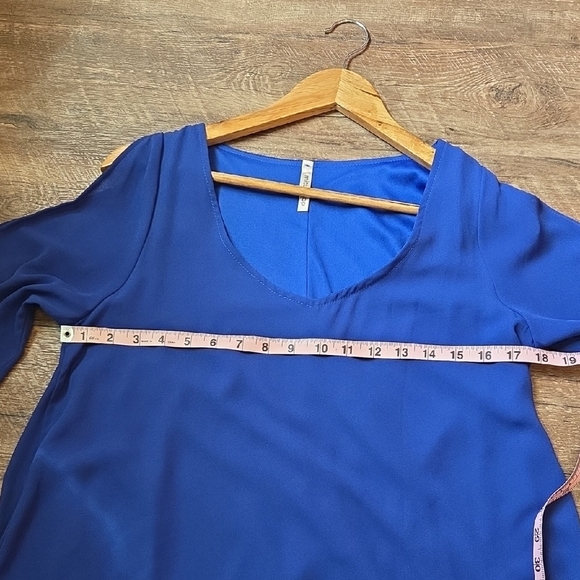 Mittoshop Blue High Low Dress With Cutout Long Sleeve Cold Shoulder Size Small - Picture 9 of 14
